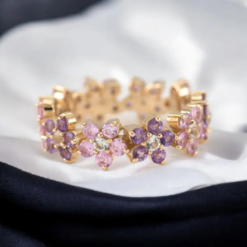 Unique Flower Band, Pink Sapphire Main