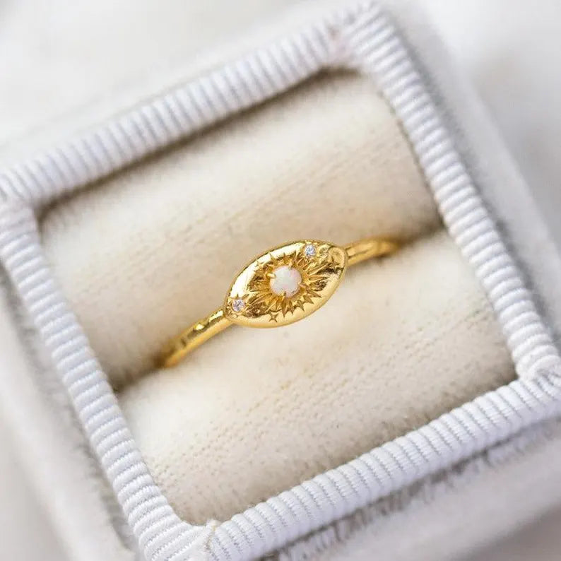 Vintage style white opal small & dainty