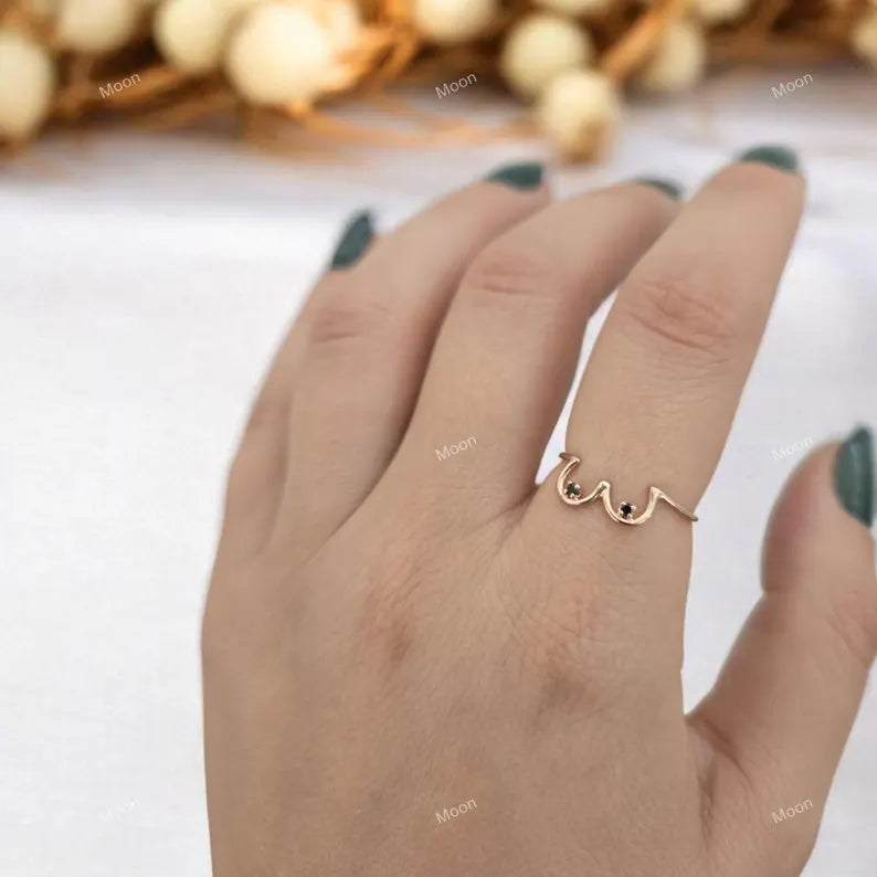 18k Lesbian ring for Pride Month With Other Model Hand