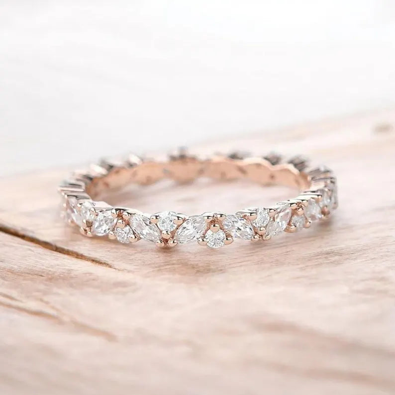 Vintage Moissanite Marquise Cut Round Front