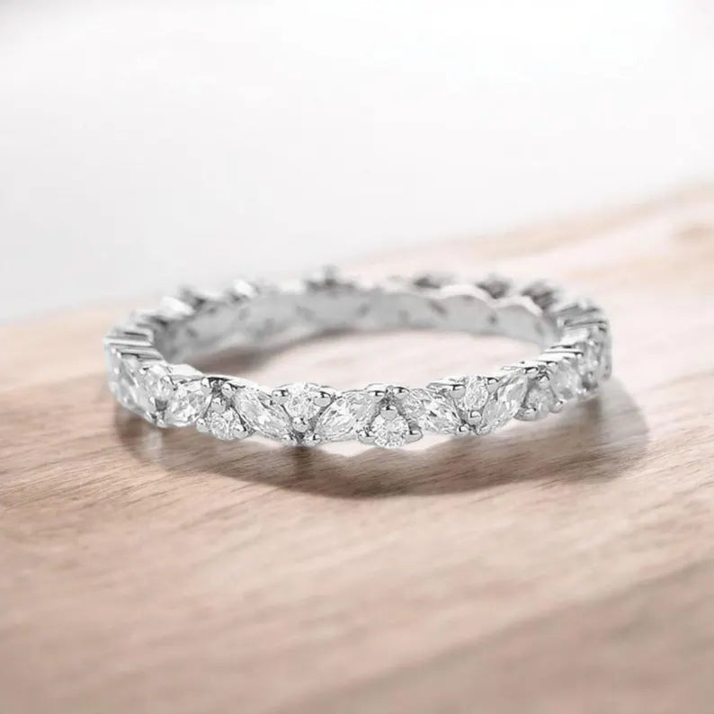 Vintage Moissanite Marquise Cut Round Front Sliver