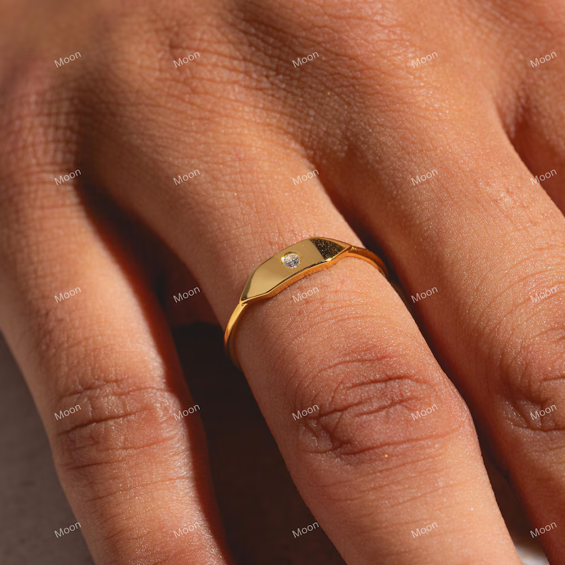 Single Birthstone Ring with Model