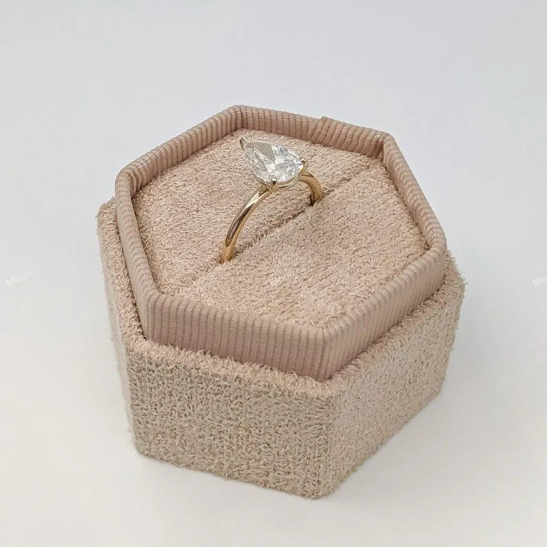 2 CT Pear Cut Moissanite Engagement Ring Side Angle