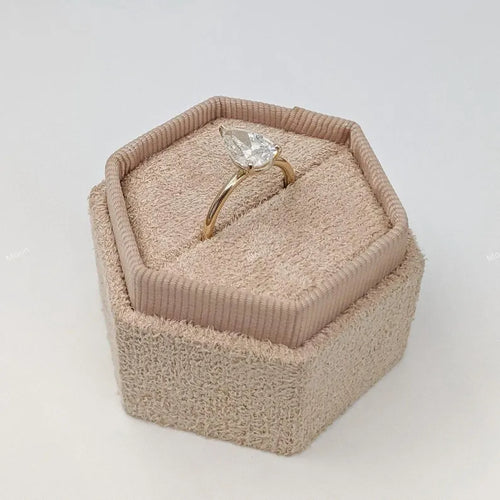 2 CT Pear Cut Moissanite Engagement Ring Side Angle
