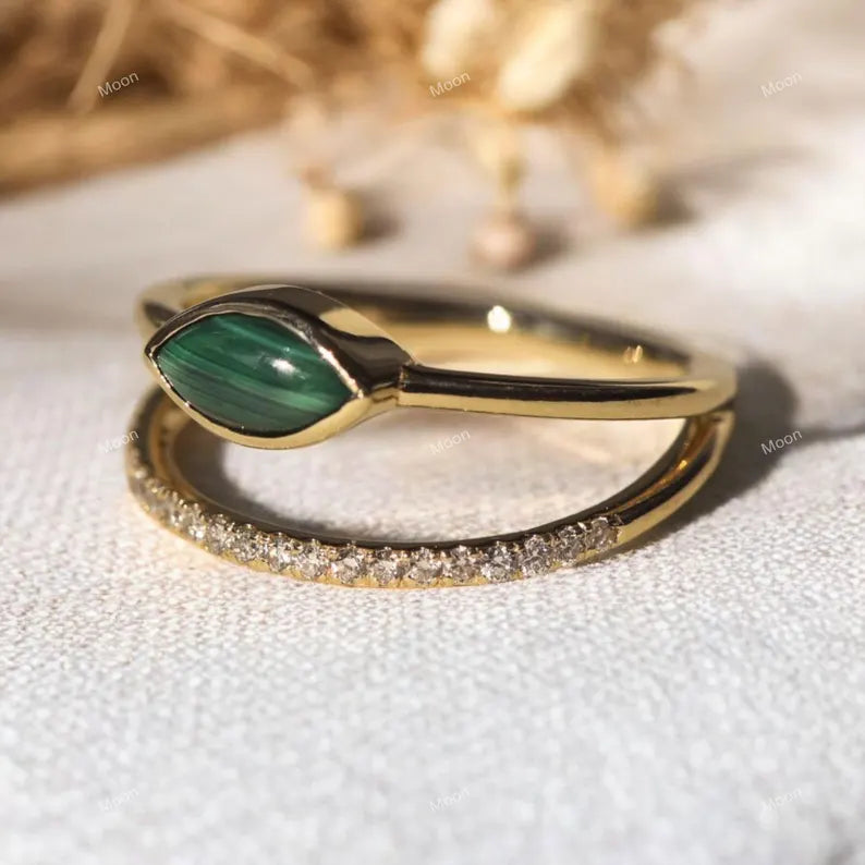 Natural Green Malachite Ring Left Angle