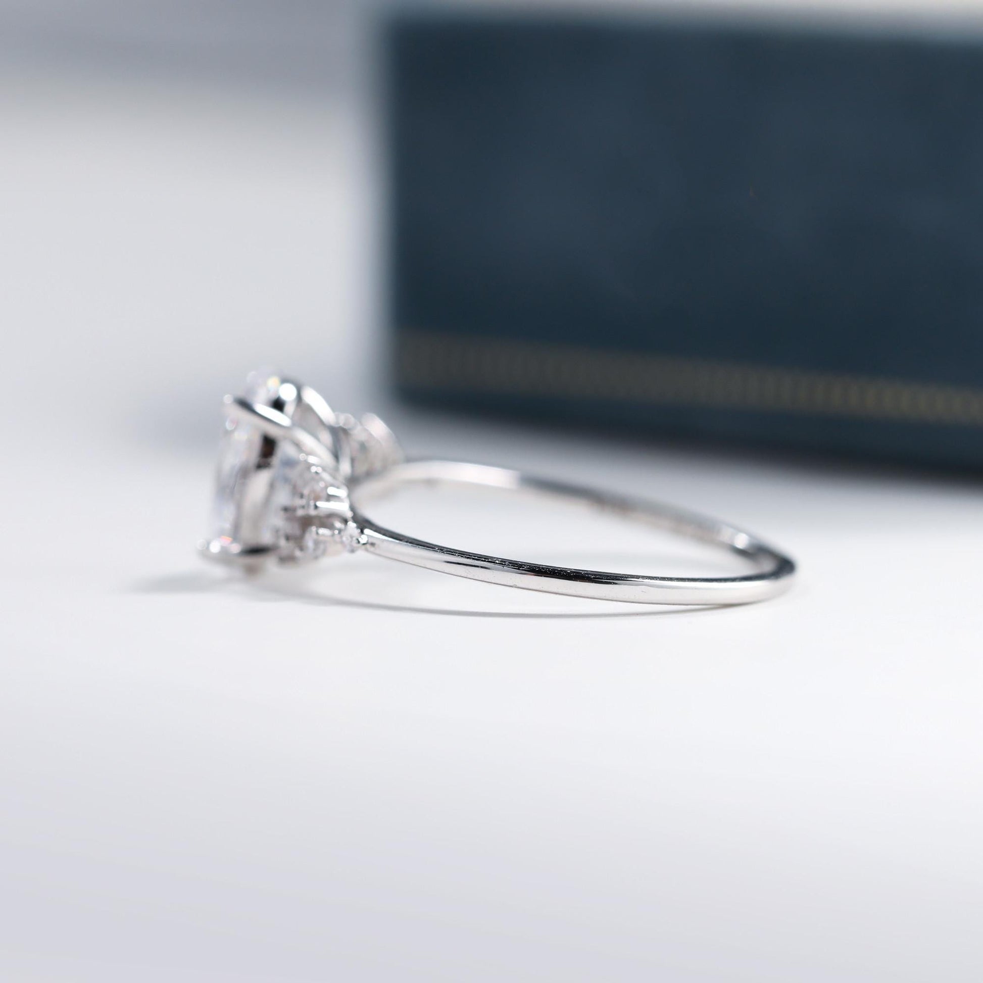 Oval Cut Moissanite Gold Sunburst Art Deco Engagement Ring Side View