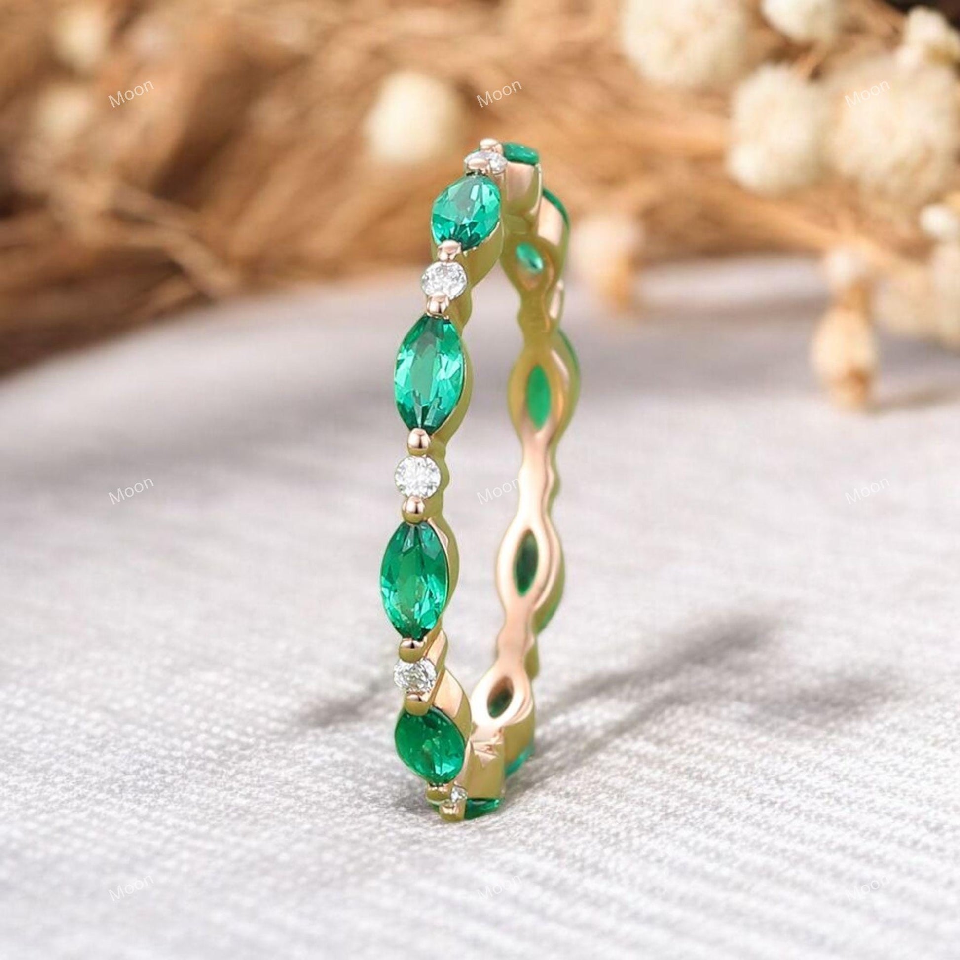 Emerald Eternity Ring, Engagement Ring Left Angle