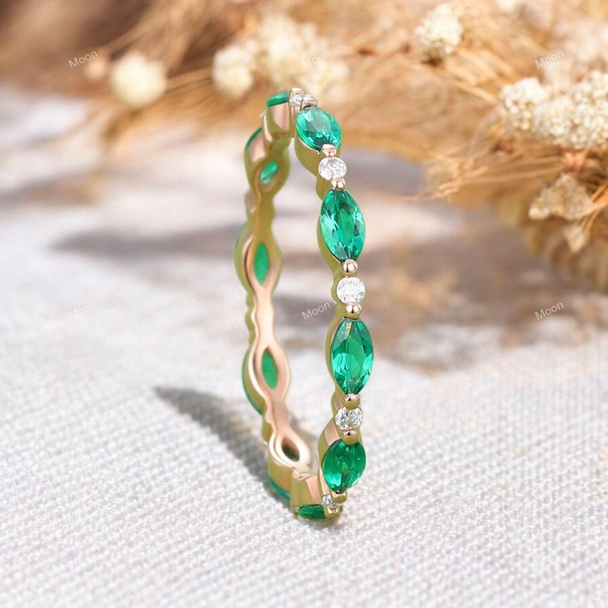 Emerald Eternity Ring, Engagement Ring Right Angle