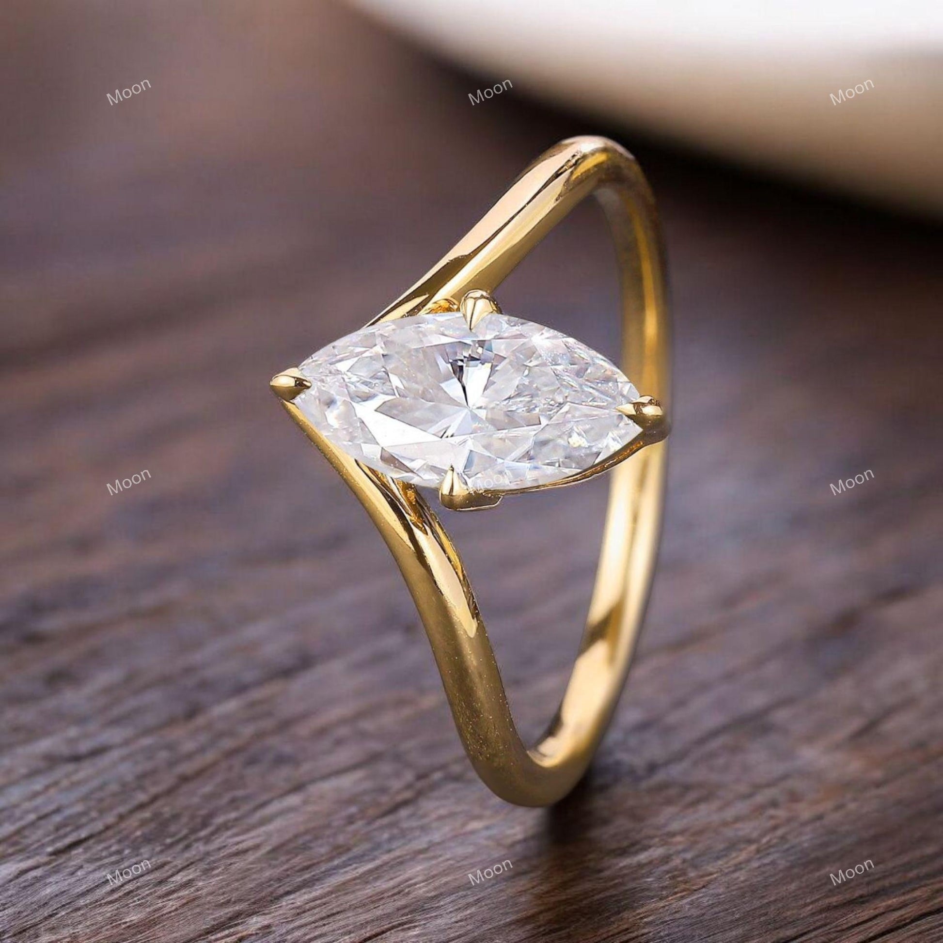 Marquise Cut Moissanite Engagement Ring Front