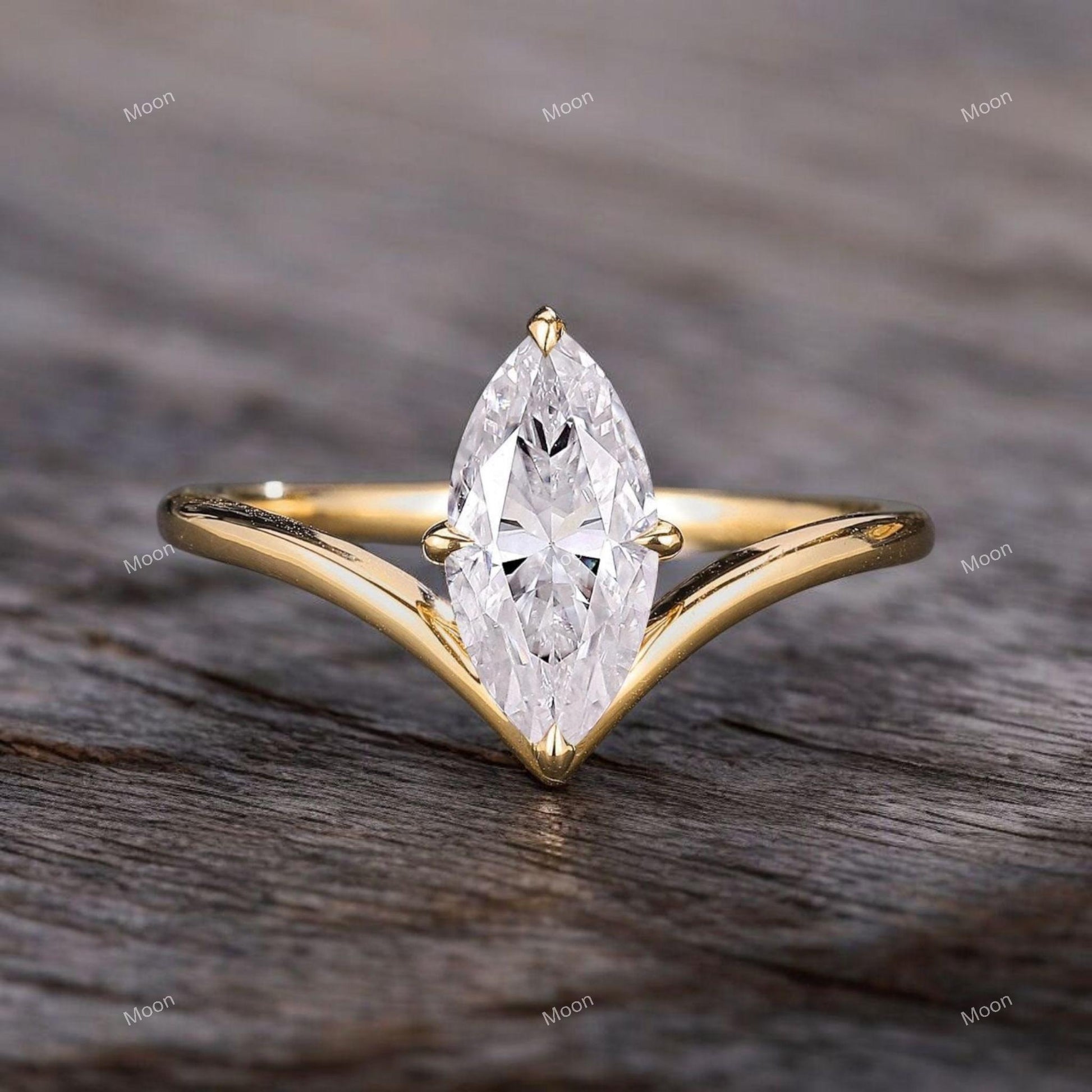 Marquise Cut Moissanite Engagement Ring Main