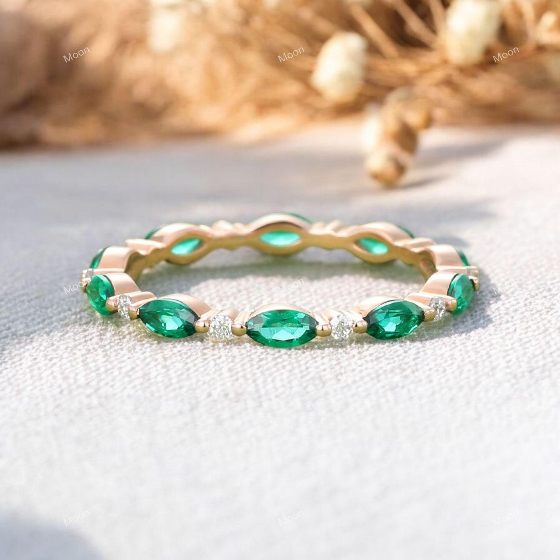 Emerald Eternity Ring, Engagement Ring horizontal