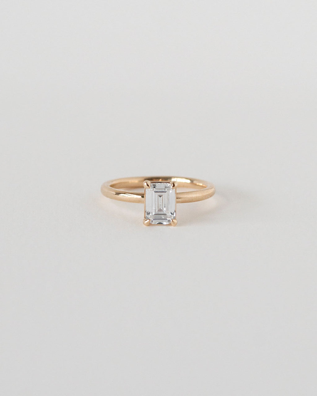 Emerald Cut Moissanite Solitaire Ring 14k Rose Gold Main