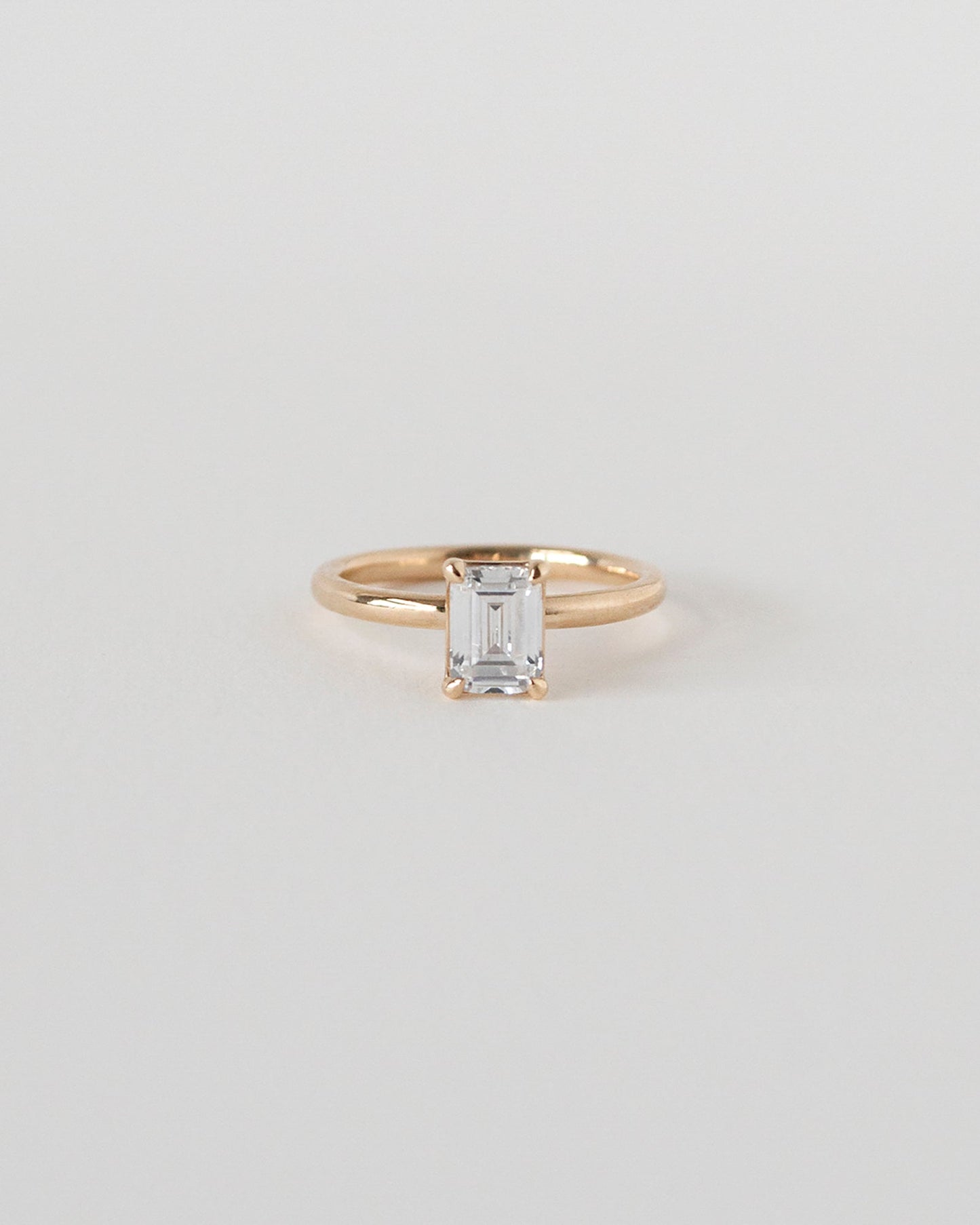 Emerald Cut Moissanite Solitaire Ring 14k Rose Gold Main