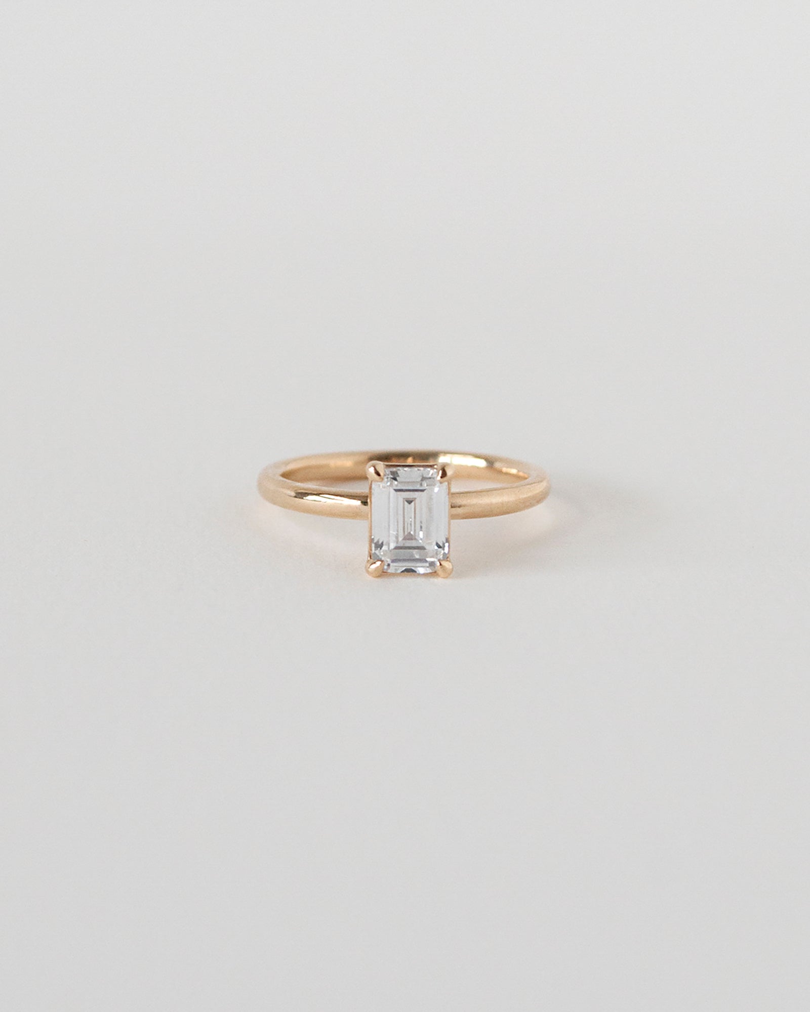 Emerald Cut Moissanite Solitaire Ring 14k Rose Gold Main