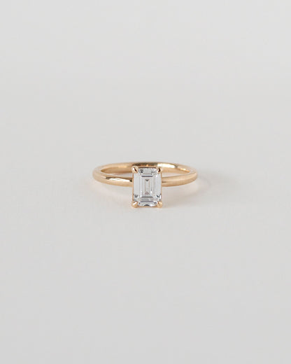 Emerald Cut Moissanite Solitaire Ring 14k Rose Gold Main