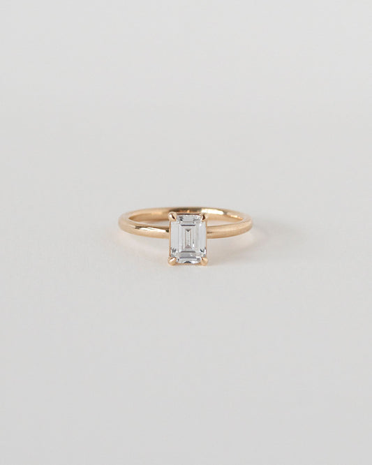 Emerald Cut Moissanite Solitaire Ring 14k Rose Gold Main