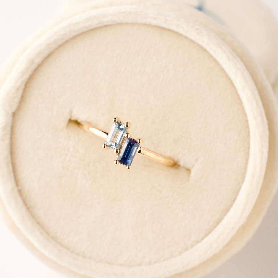 Baguette Toi et Moi Ring - Birthstone Ring With Box