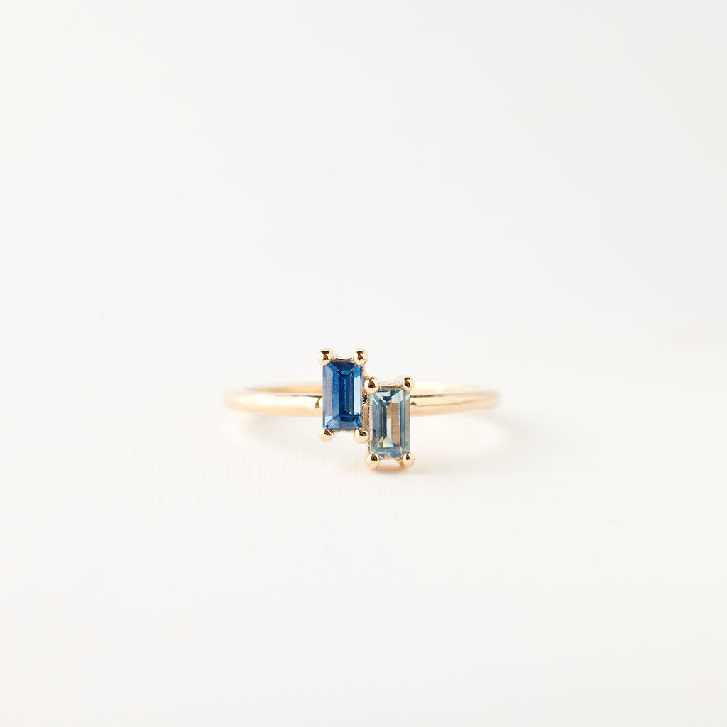 Baguette Toi et Moi Ring - Birthstone Ring Without Box